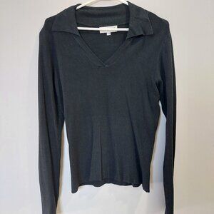 Fairweather Studio V-neck Sweater Black Cotton Blend Women's M.